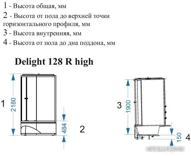 Душевая кабина Domani-Spa Delight 128 High 120x80 R (черный/тонированное)