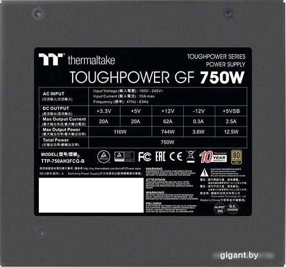 Блок питания Thermaltake Toughpower GF 750W PS-TPD-0750FNFAGE-2