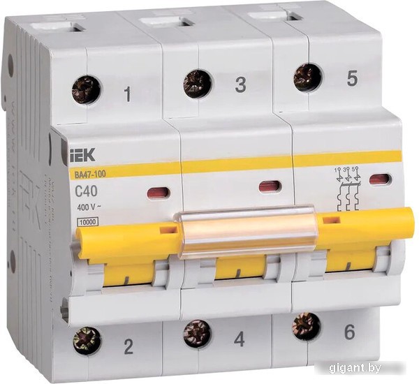 Выключатель автоматический IEK ВА 47-100 40А 3P 10кА С MVA40-3-040-C